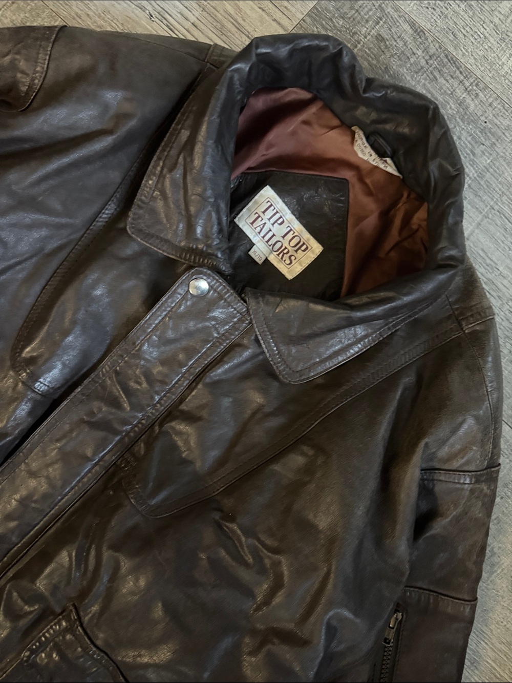 Vintage Brown Real Leather Bomber Jacket - - Picture 2 of 3